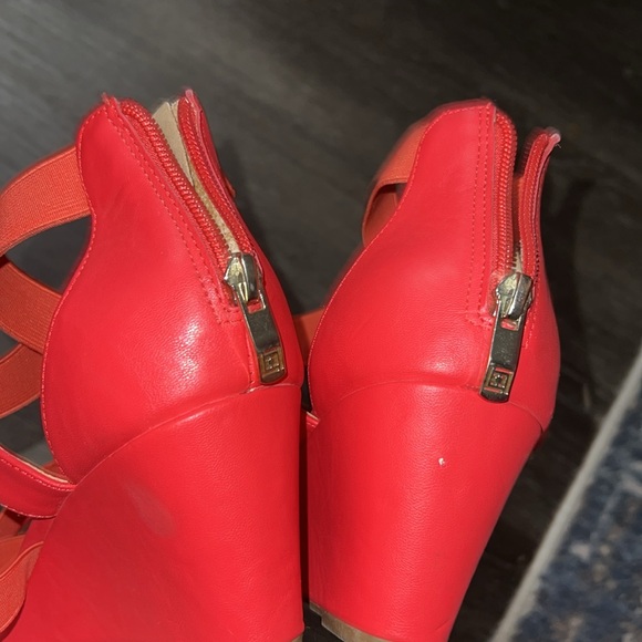 Liz Claiborne Rhodes Coral Wedge Heeled Sandals Women’s Size 10W Zip Closure - Picture 11 of 12